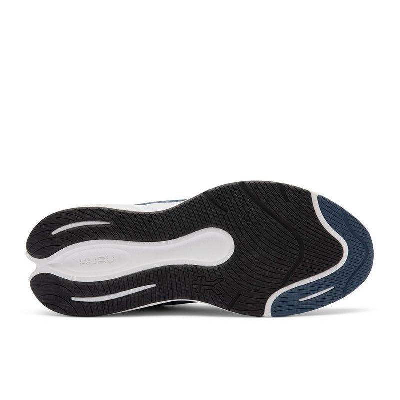 Close-up of the upper material on the KURU ATOM 2 Men's Sneaker in Dusk Blue-Bright White.