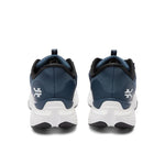 Back heel view of the KURU ATOM 2 Men's Sneaker in Dusk Blue-Bright White.
