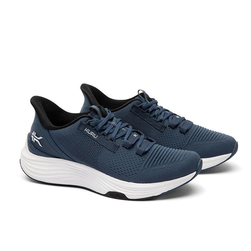 Pair of KURU ATOM 2 Men's Sneaker in Dusk Blue-Bright White, angled view.