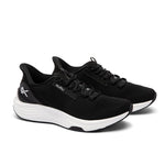 Pair of KURU ATOM 2 Men's Sneaker in Jet Black-Bright White, angled view.