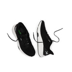 Outsole view of the KURU ATOM 2 Men's Sneaker in Jet Black-Bright White, showing the KURUSOLE tread.