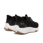 Top-down view of the KURU ATOM 2 Women's Sneaker in Jet Black-Desert Tan.