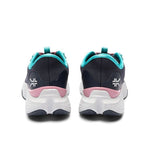 Back heel view of the KURU ATOM 2 Women's Sneaker in Night Blue-Teal.