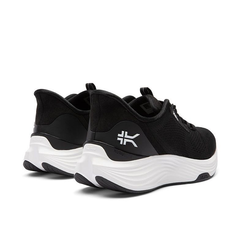 Top-down view of the KURU ATOM 2 WIDE Men's Sneaker in Jet Black-Bright White.