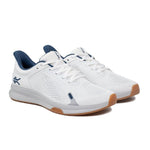 Back heel view of the KURU ATOM Fusion Men's Sneaker in Bright White-Gum.