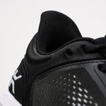 Top-down view of the KURU ATOM Fusion Women's Sneaker in Jet Black-Bright White.