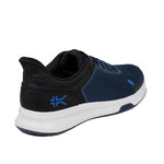 Pair of KURU ATOM Fusion Men's Sneaker in Midnight Blue-Jet Black, angled view.