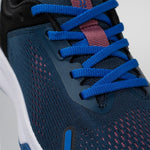 Pair of KURU ATOM Fusion Women's Sneaker in Midnight Blue-Jet Black, angled view.