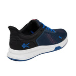 Pair of KURU ATOM Fusion Women's Sneaker in Midnight Blue-Jet Black, angled view.
