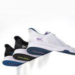 Back heel view of the KURU ATOM Fusion Women's Sneaker in Midnight Blue-Jet Black.