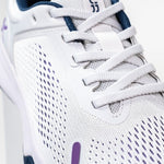 Pair of KURU ATOM Fusion Women's Sneaker in Mist Gray-Lavender, angled view.