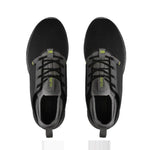 Top-down view of the KURU ATOM Men's Sneaker in Jet Black-Citron.