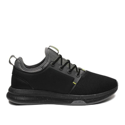 KURU ATOM Men's Sneaker in Jet Black-Citron.