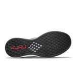 Outsole view of the KURU ATOM Men's Sneaker in Jet Black-White-Fire Red, showing the KURUSOLE tread.