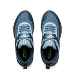 Top-down view of the KURU ATOM Trail Women's Sneaker in Blue Fog-Midnight Blue.