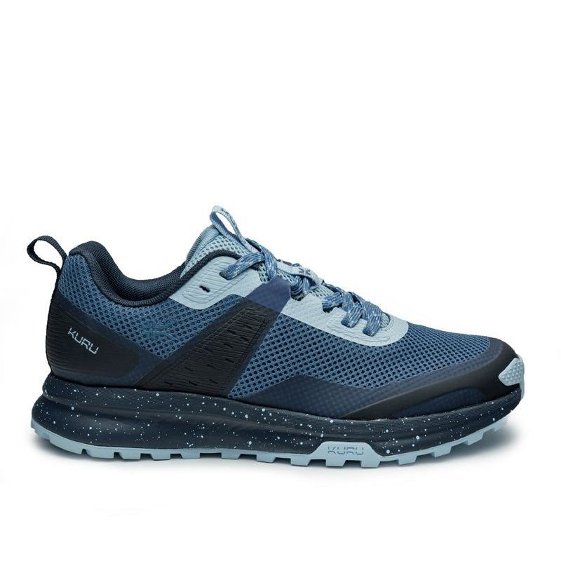 KURU ATOM Trail Women's Sneaker in Blue Fog-Midnight Blue.