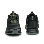 Top-down view of the KURU ATOM Trail Men's Sneaker in Jet Black-KURU Green.