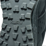 Close-up of the upper material on the KURU ATOM Trail Men's Sneaker in Jet Black-KURU Green.