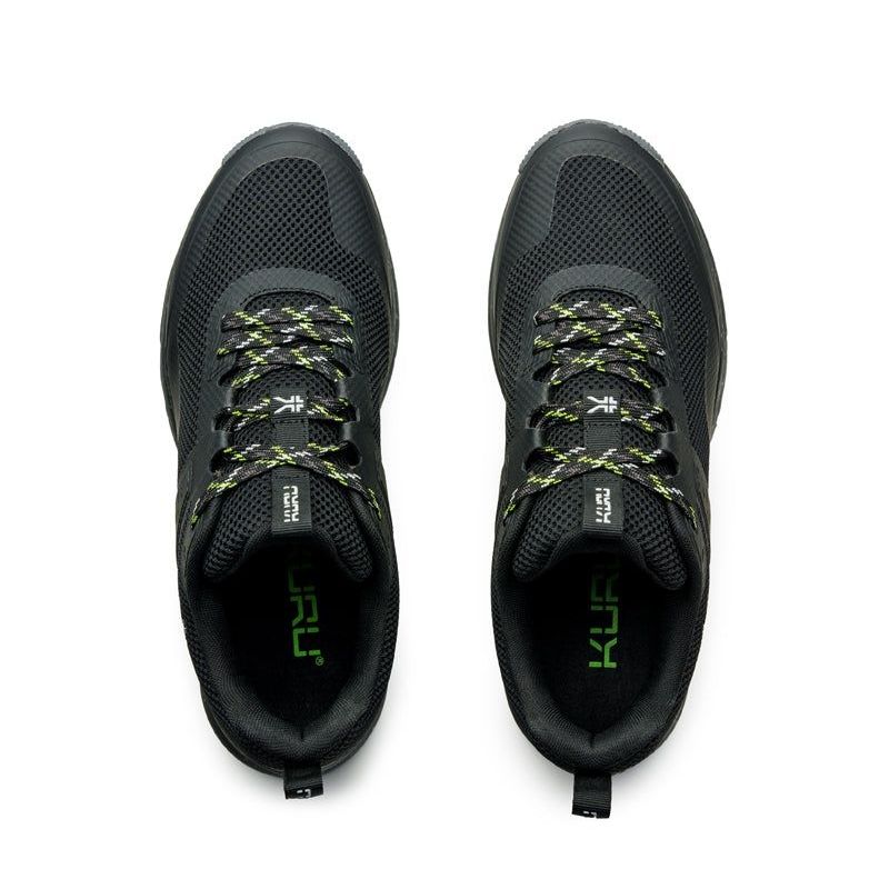 Outsole view of the KURU ATOM Trail Men's Sneaker in Jet Black-KURU Green, showing the KURUSOLE tread.