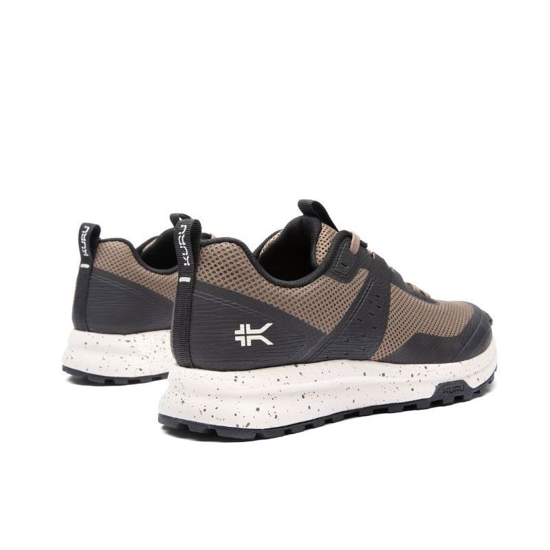 Close-up of the heel cup on the KURU ATOM Trail Men's Sneaker in Rustic Taupe-Jet Black.
