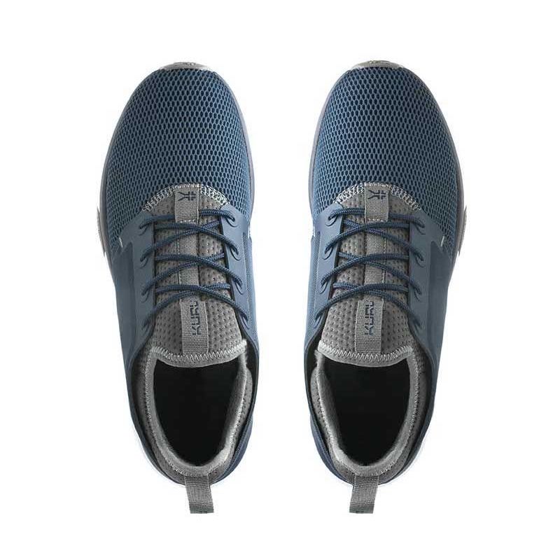 Top-down view of the KURU ATOM WIDE Men's Sneaker in Indigo-White-Basalt.