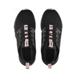 Top-down view of the KURU ATOM WIDE Women's Sneaker in Jet Black-Misty Lilac.