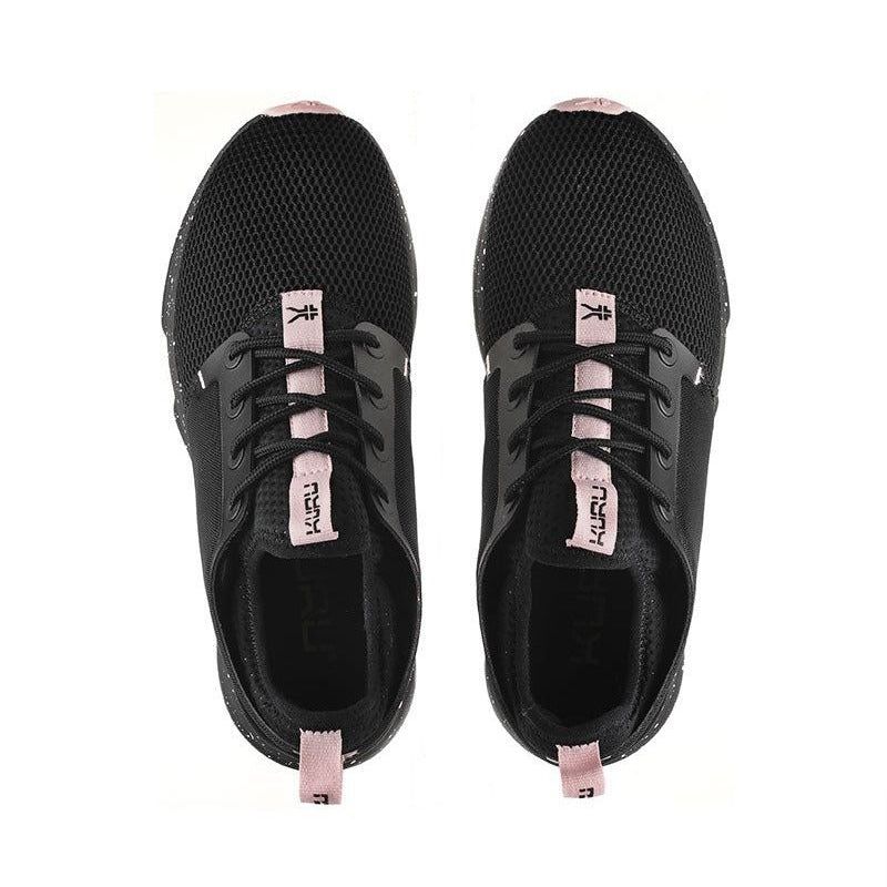 Top-down view of the KURU ATOM WIDE Women's Sneaker in Jet Black-Misty Lilac.