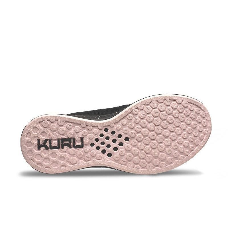 Outsole view of the KURU ATOM WIDE Women's Sneaker in Jet Black-Misty Lilac, showing the KURUSOLE tread.