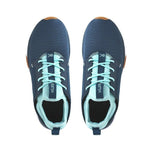 Top-down view of the KURU ATOM WIDE Women's Sneaker in Tidal Wave-White-Oasis Blue.