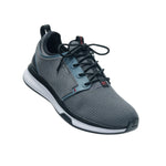 Close-up of the upper material on the KURU ATOM Waterproof Men's Sneaker in Blue Haze-Charcoal Gray.