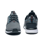 Close-up of the upper material on the KURU ATOM Waterproof Men's Sneaker in Blue Haze-Charcoal Gray.
