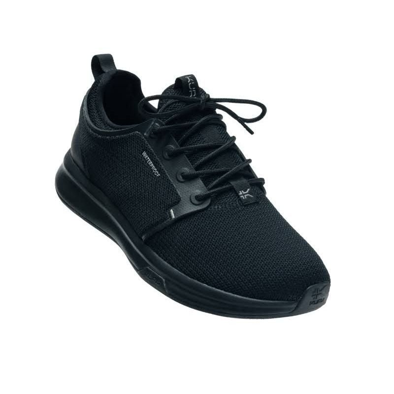 Top-down view of the KURU ATOM Waterproof Women's Sneaker in Jet Black.