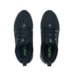 Close-up of the upper material on the KURU ATOM Waterproof Women's Sneaker in Jet Black.