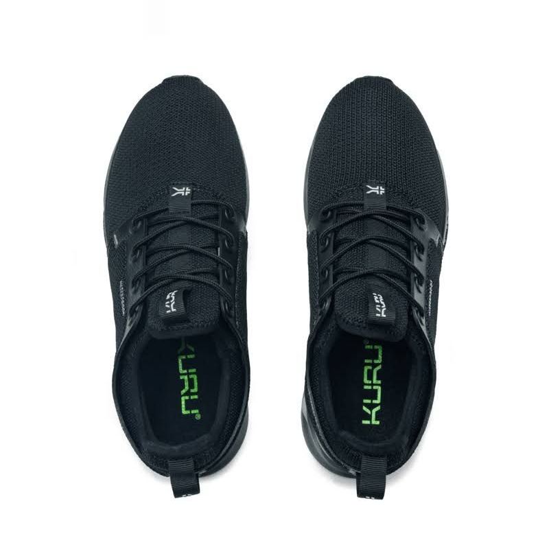 Close-up of the upper material on the KURU ATOM Waterproof Women's Sneaker in Jet Black.
