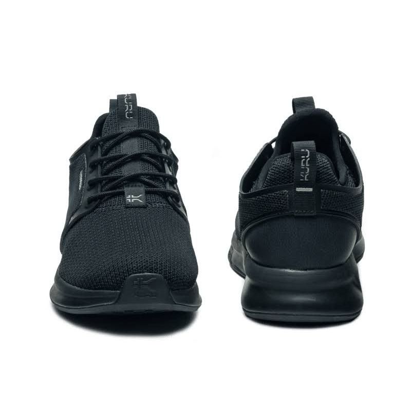 Close-up of the upper material on the KURU ATOM Waterproof Women's Sneaker in Jet Black.