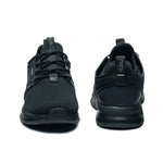 Pair of KURU ATOM Waterproof Men's Sneaker in Jet Black, angled view.
