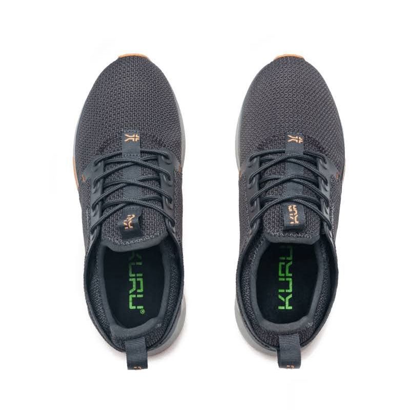 Outsole view of the KURU ATOM Waterproof Women's Sneaker in Smoke Gray-Apricot, showing the KURUSOLE tread.