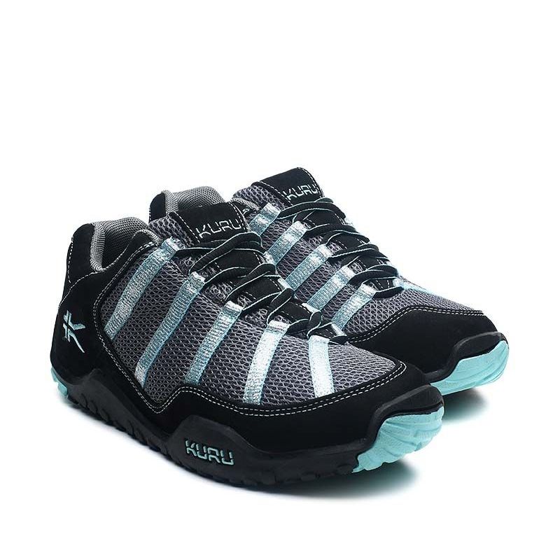 Pair of KURU CHICANE WIDE Women's Sneaker in Black-Delirium, angled view.