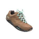 Angled profile view of the KURU CHICANE WIDE Women's Sneaker in Warmstone-Jet Black-Mint Green.