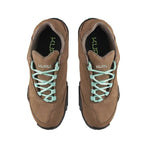 Top-down view of the KURU CHICANE WIDE Women's Sneaker in Warmstone-Jet Black-Mint Green.