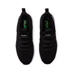 Outsole view of the KURU FLEX Slip-On Women's Sneaker in Jet Black-Bright White, showing the KURUSOLE tread.