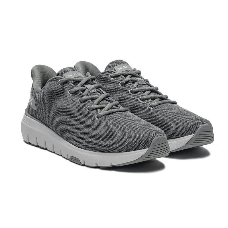 Pair of KURU FLEX Via Men's Sneaker in Cool Gray-Bright White, angled view.