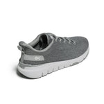 Back heel view of the KURU FLEX Via Men's Sneaker in Cool Gray-Bright White.