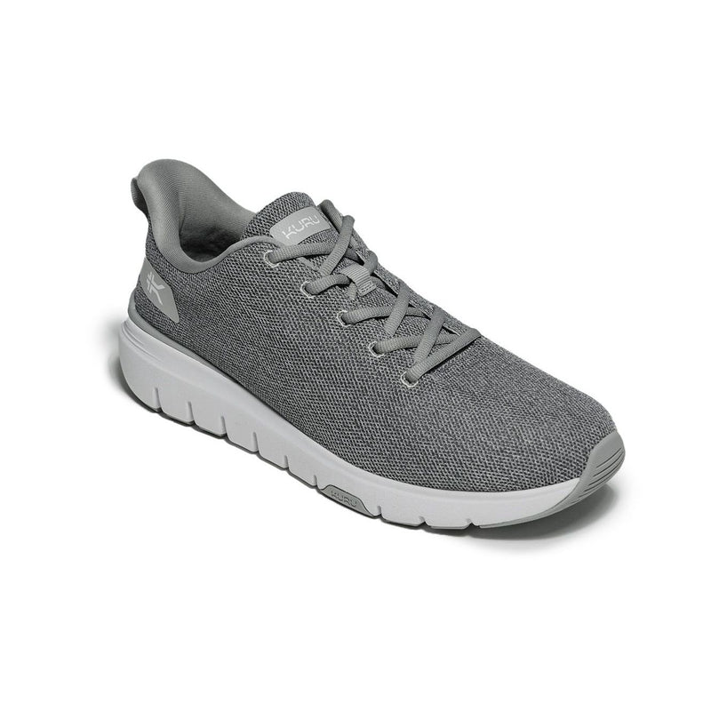 Angled profile view of the KURU FLEX Via Men's Sneaker in Cool Gray-Bright White.