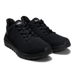 Pair of KURU FLEX Via Men's Sneaker in Jet Black, angled view.