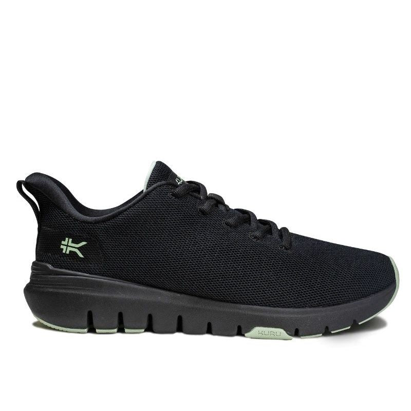KURU FLEX Via Women's Sneaker in Jet Black-Desert Green.