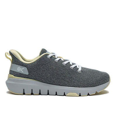 KURU FLEX Via WIDE Women's Sneaker in Dove Gray-Pale Lime.