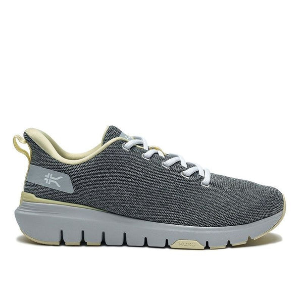 KURU FLEX Via WIDE Women's Sneaker in Dove Gray-Pale Lime.