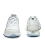 Back heel view of the KURU KINETIC 2 Women's Sneaker in Bright White-Blue Fog.