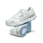Close-up of the upper material on the KURU KINETIC 2 Women's Sneaker in Bright White-Blue Fog.
